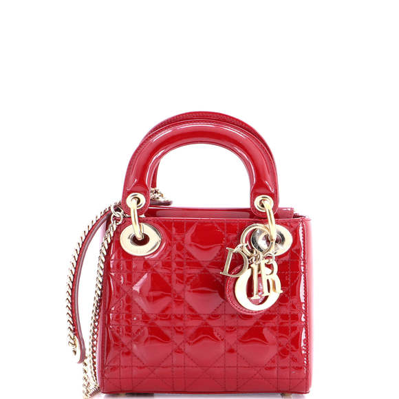 Christian Dior Mini Lady Dior Chain Bag Cannage Quilt Patent - Picture 1 of 5